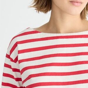 Cropped boatneck T shirt in mariner cotton